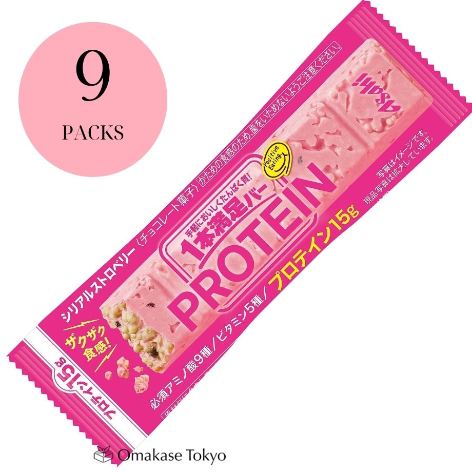 Barre de céréales protéinées à la fraise Asahi (paquet de 9)