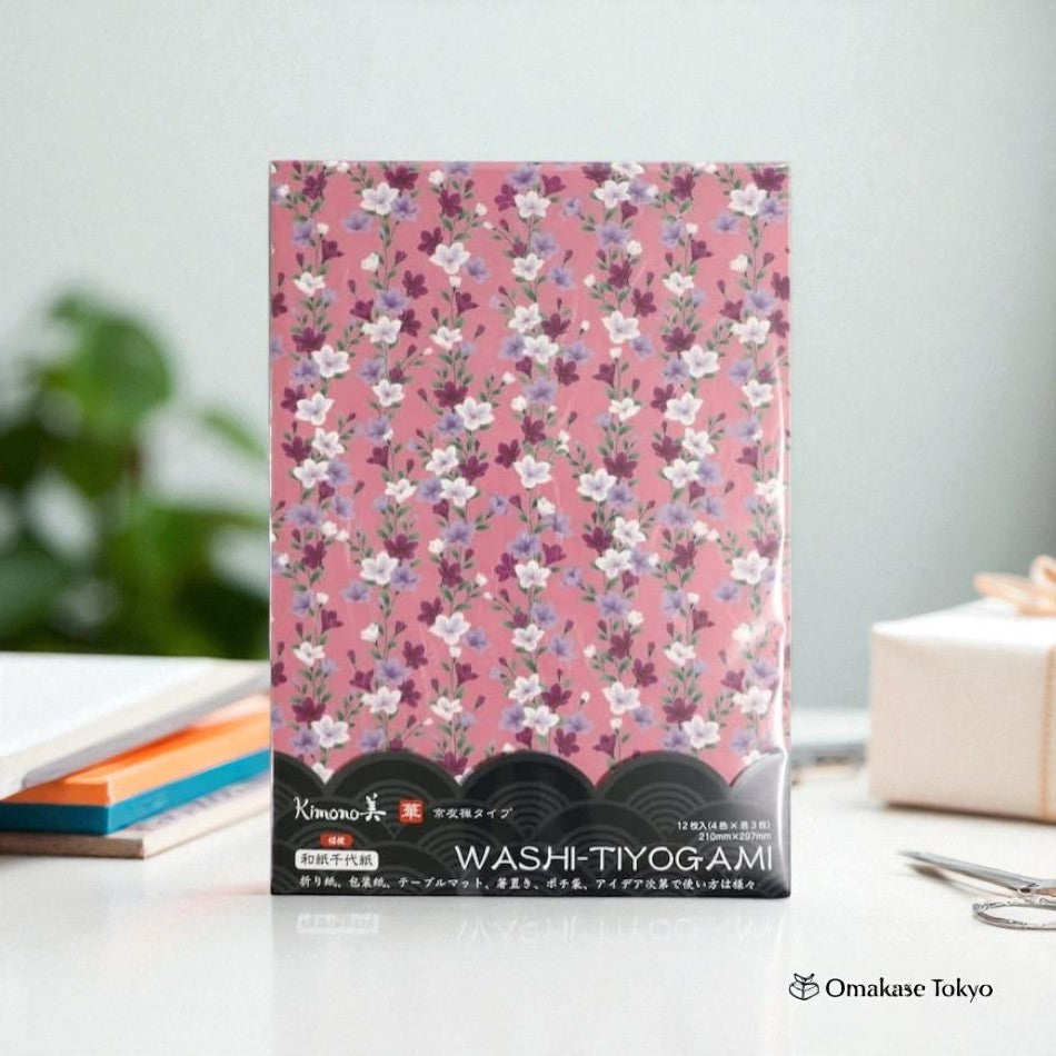 Fleur japonaise Washi Chiyogami Kikyo