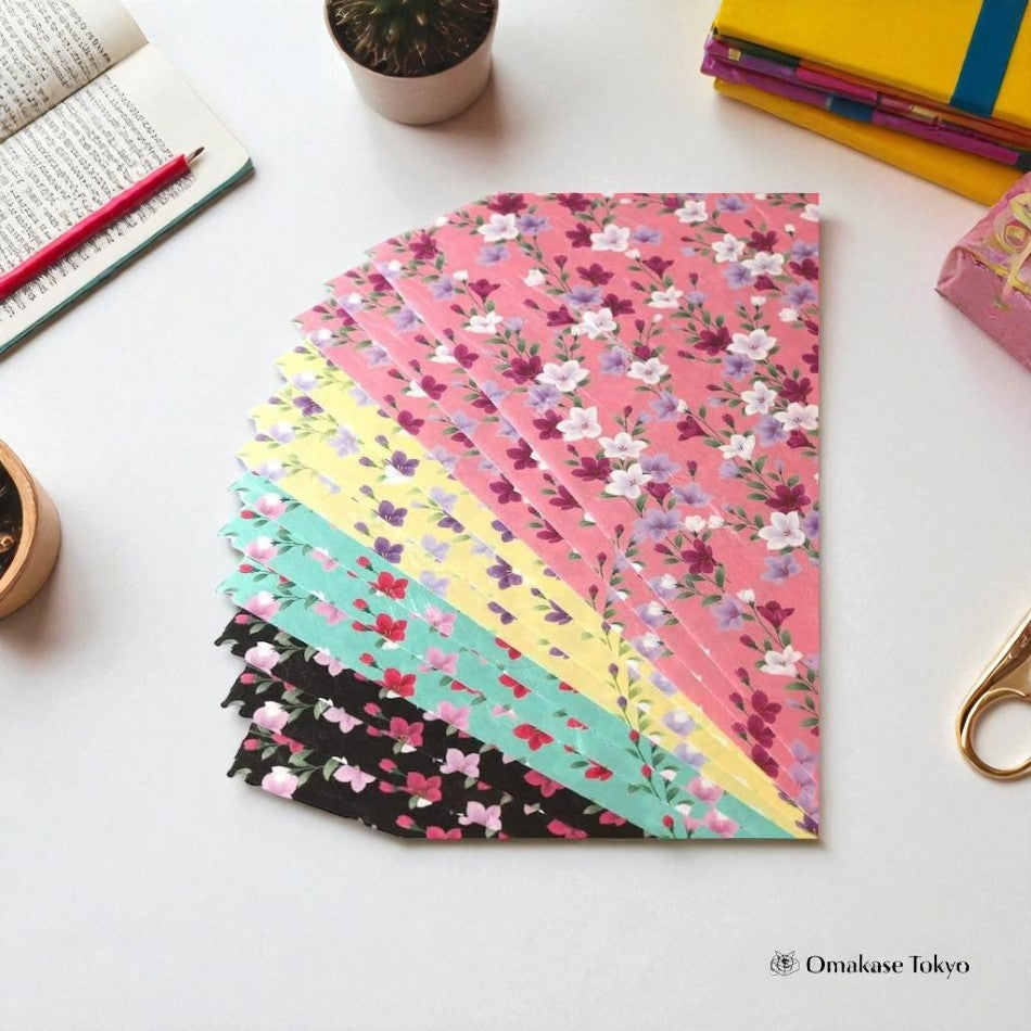 Fleur japonaise Washi Chiyogami Kikyo