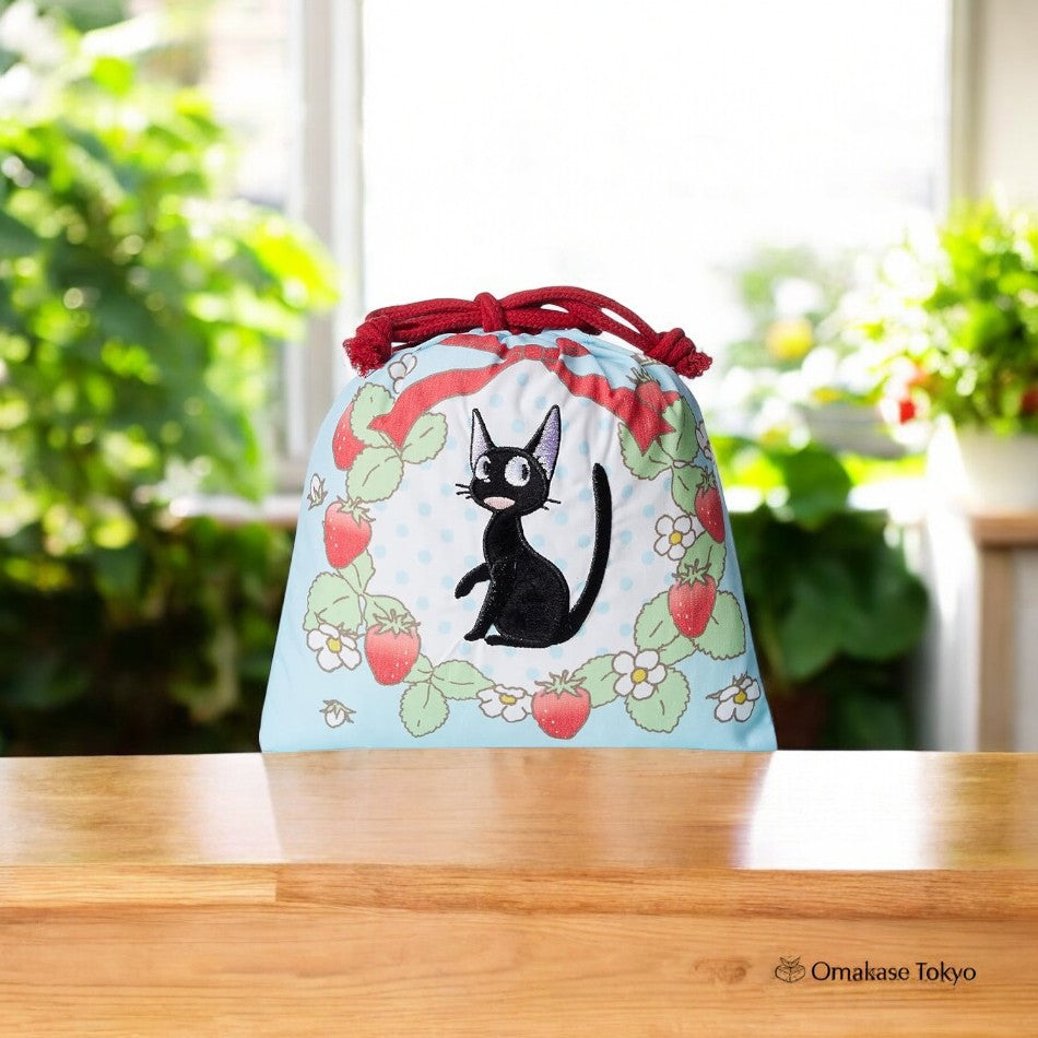 Studio Ghibli Kiki’s Delivery Service “Jiji Strawberry Wreath” Drawstring Cup Bag
