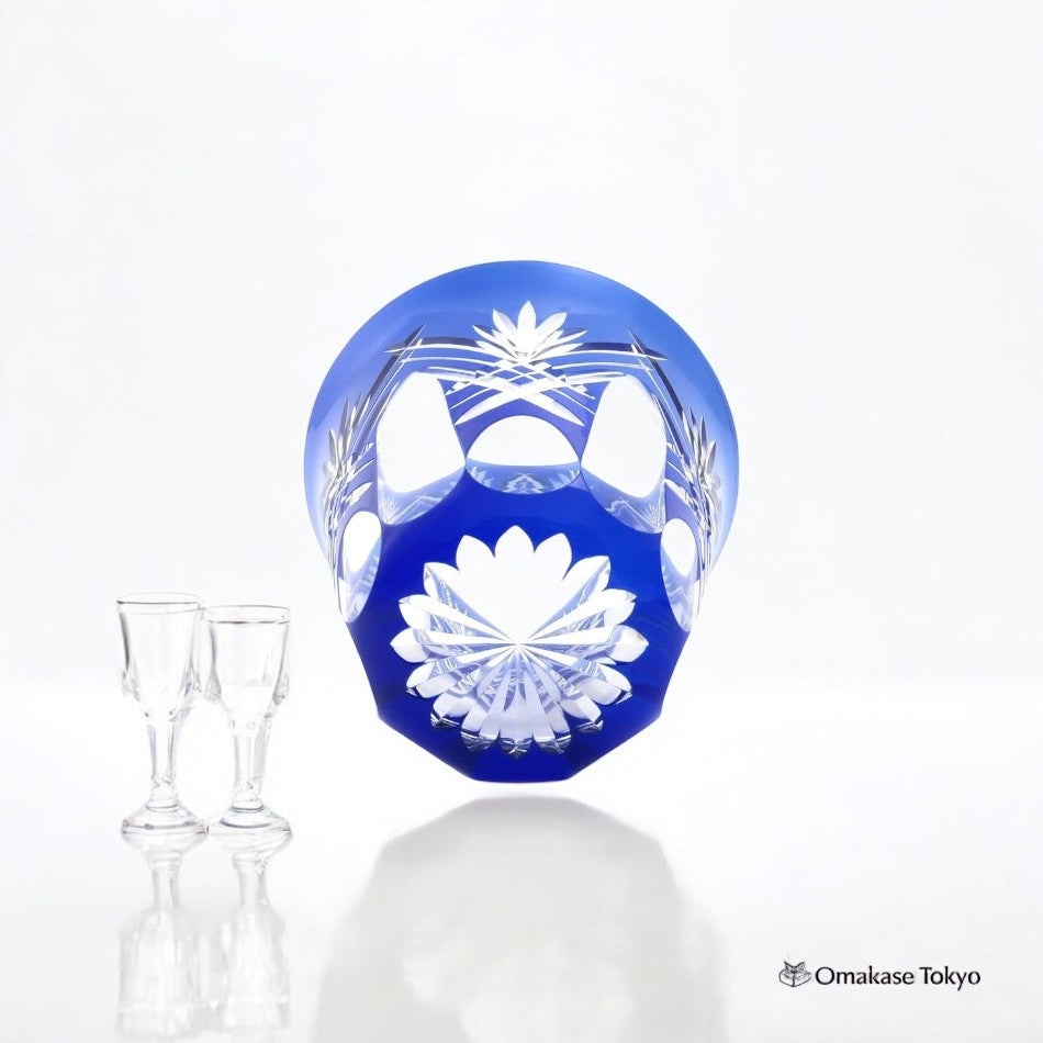 Sumida Edo Kiriko Épée empilée Verre Bleu