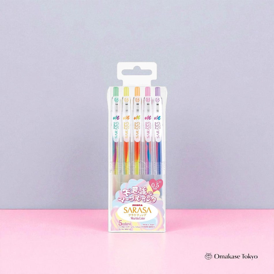 Stylo à bille Zebra Gel Sarasa Clip couleur marbre 5 couleurs