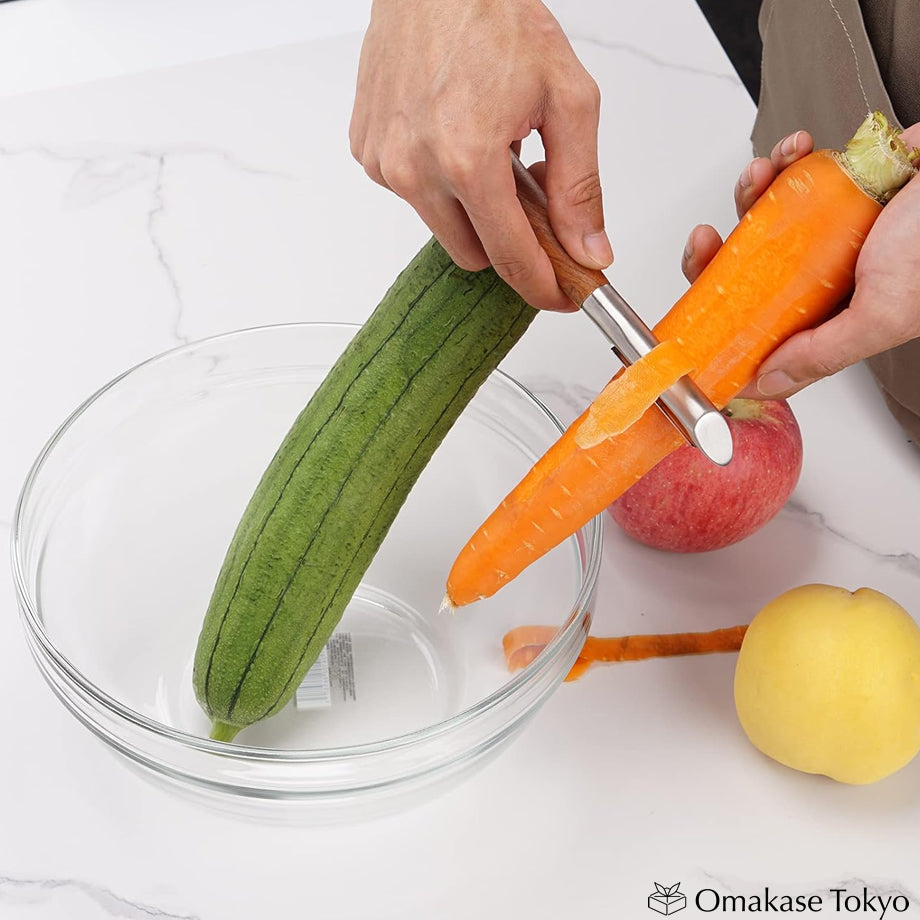 Cuisine 304 I-forme en acier inoxydable manche en bois éplucheur légumes fruits