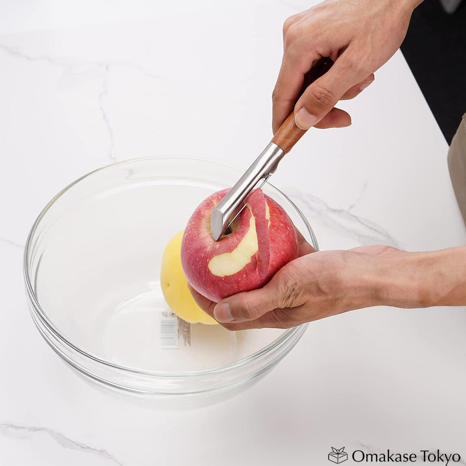 Cuisine 304 I-forme en acier inoxydable manche en bois éplucheur légumes fruits