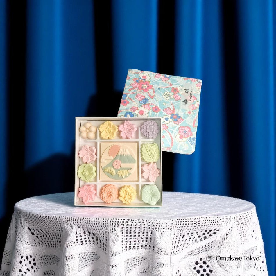 Boîte de bonbons secs Baikodo Hyakkei Wasanbon Mt. Fuji Chiyo