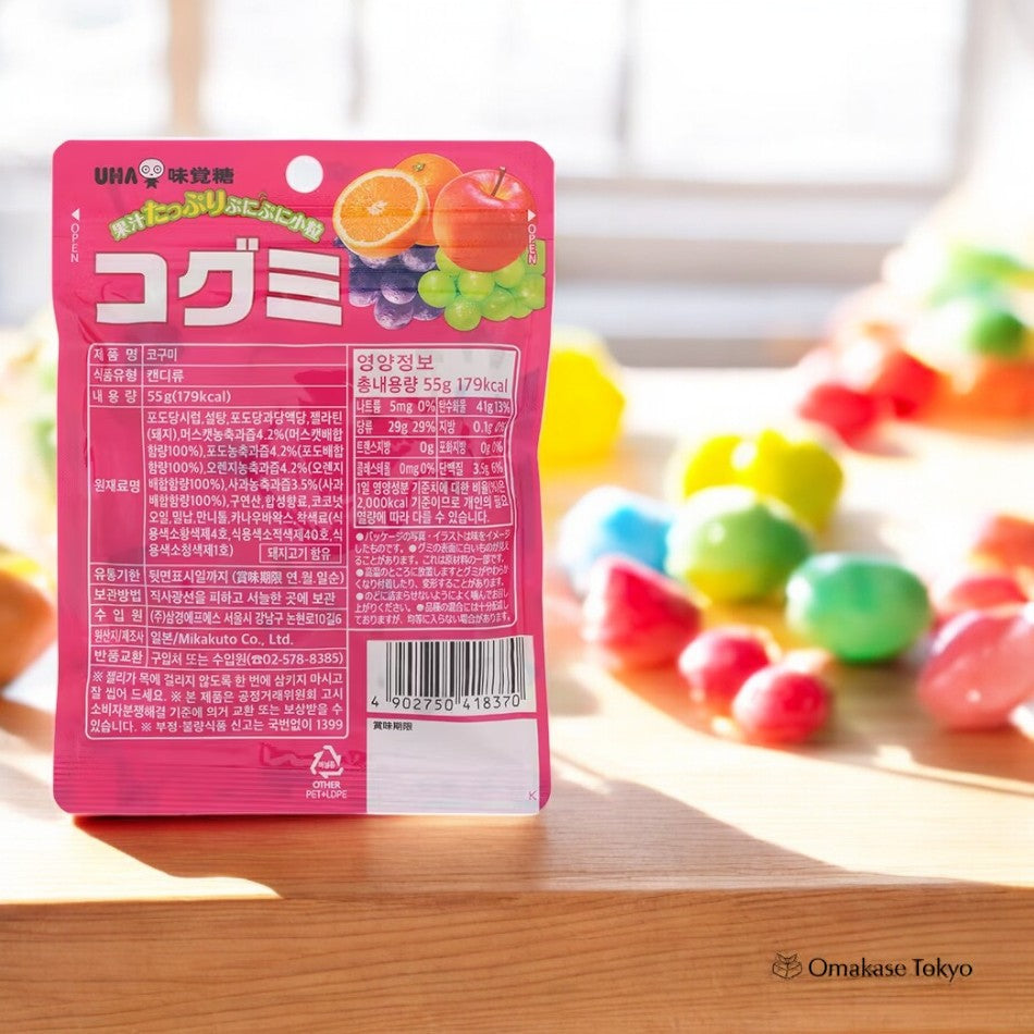 Assortiment de gommes aux jus de fruits UHA Mikakuto Kogumi 85 g