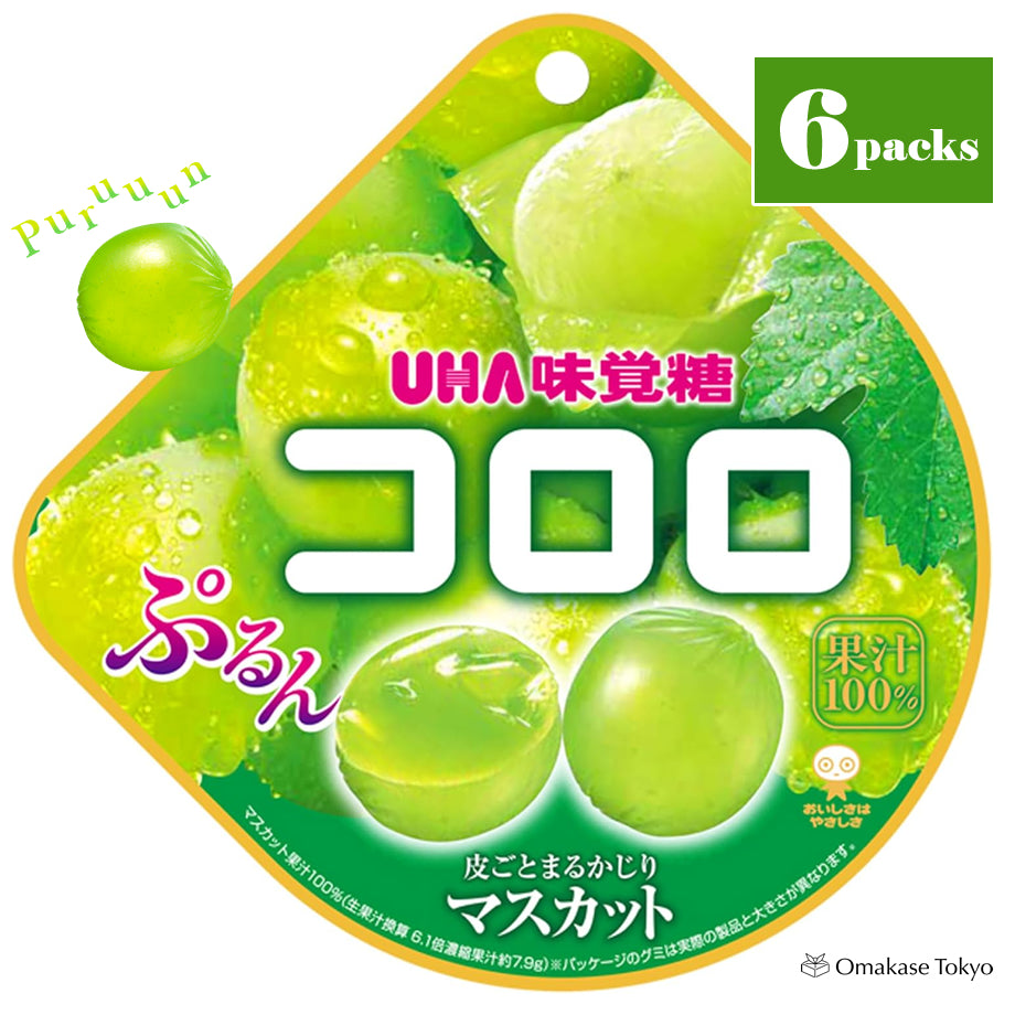 UHA Mikakuto Kororo Muscat Grape Gummy Candy (Pack of 6 per box)