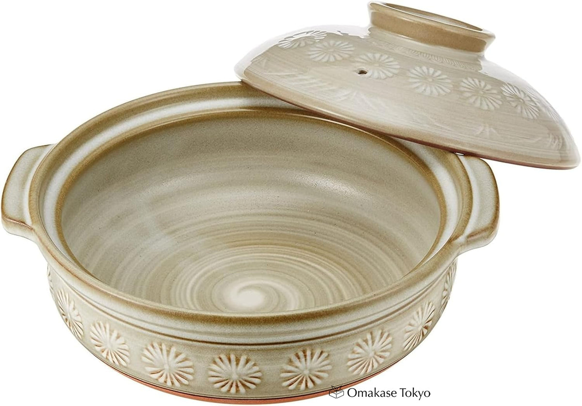 Pot japonais en terre cuite Ginpo Mishima Banko Donabe pour 3 à 4 personnes
