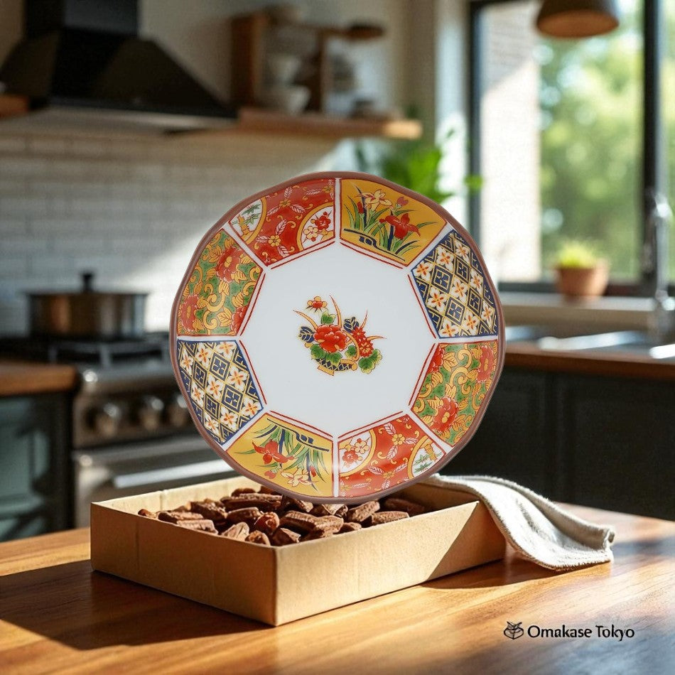 Aritayaki Old Furo Imari Gold Kinsai Octagonal Plate
