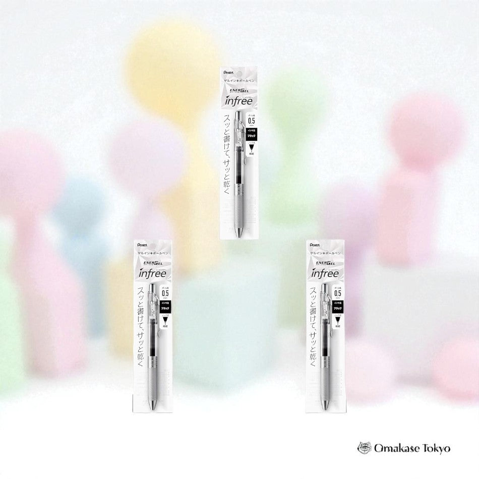 Pentel EnerGel Infree Ballpoint Pen 0.5mm Black Ink (3-Pack)