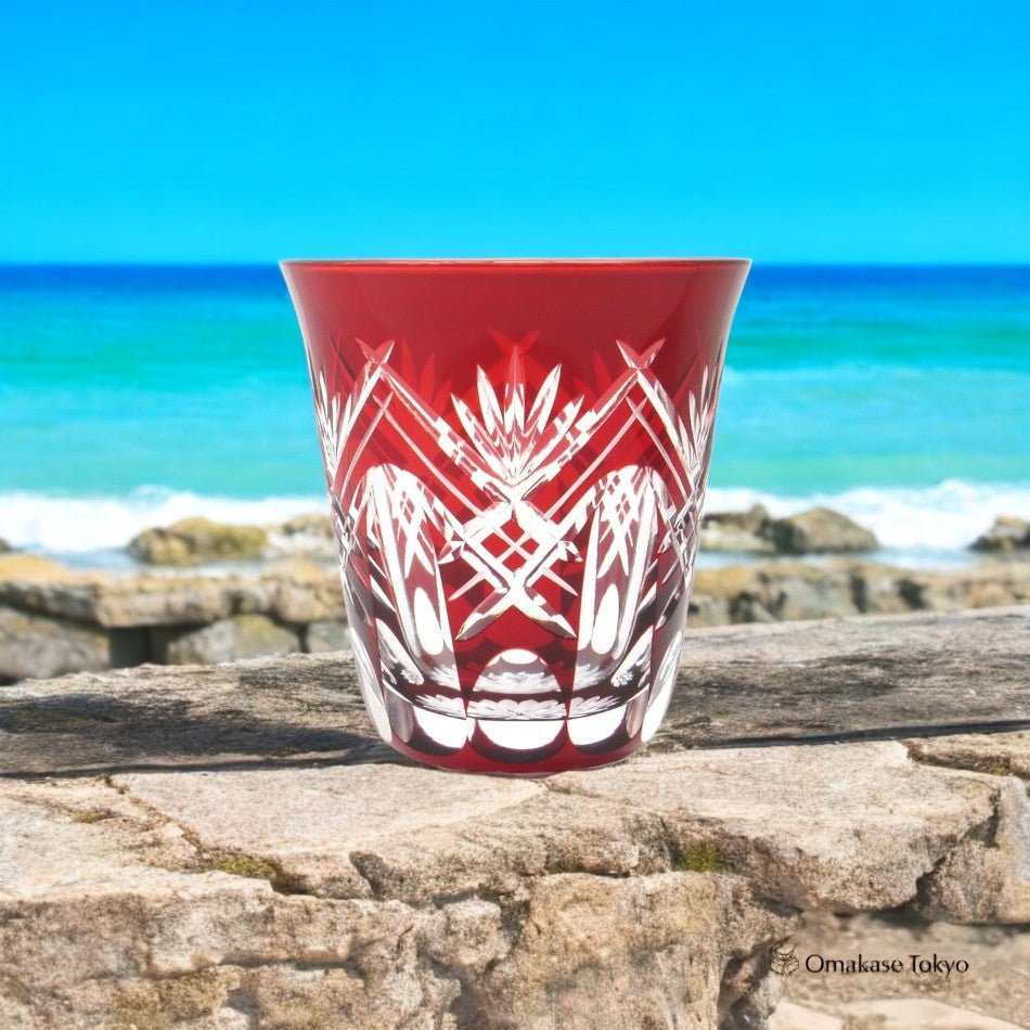 Sumida Edo Kiriko-kan Épée empilée Verre Rouge