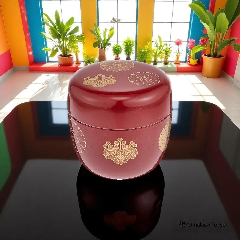 Nakatani Yamanaka Natsume Tea Caddy Rouge Kodaiji Makie Outil de cérémonie du thé