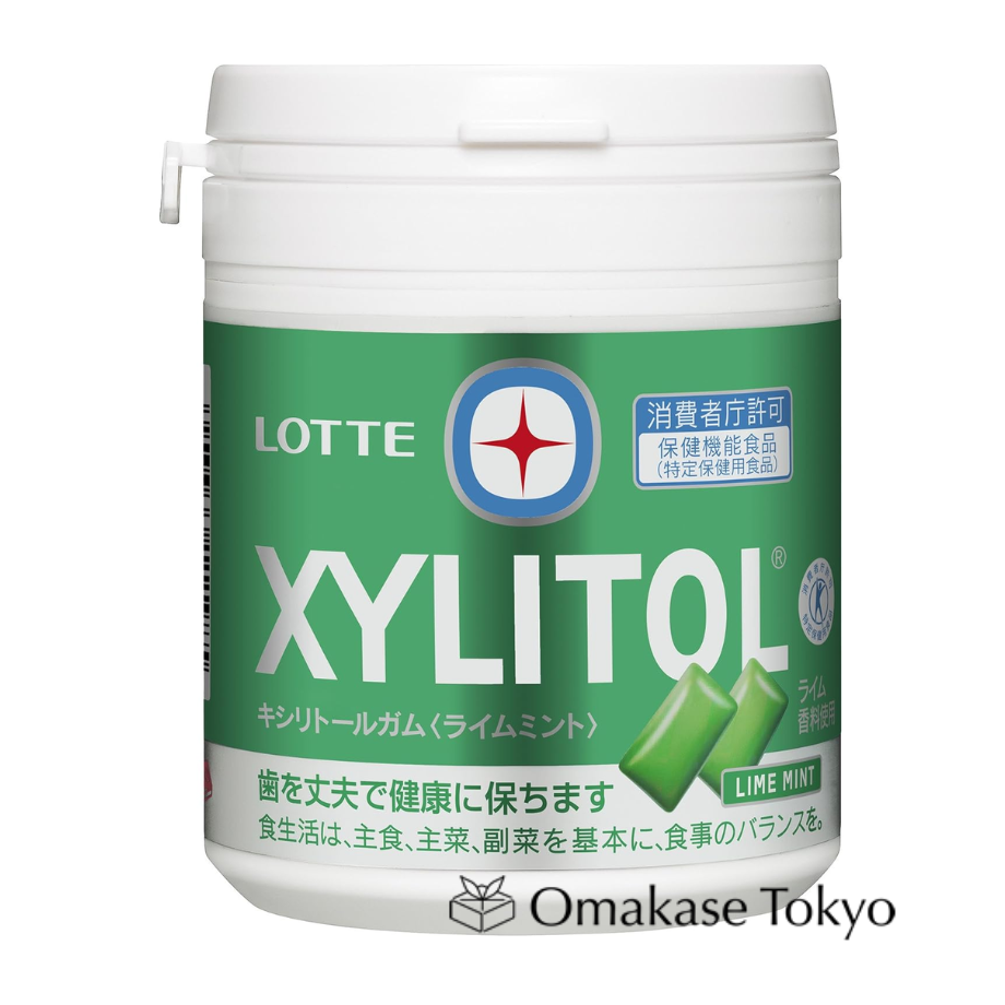 Lotte Xylitol Gum Lime Mint Family Bottle 133g