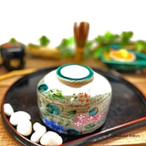 Hyakkaen Kutani Ware Hydrangea Matcha Bowl, Pink & Blue