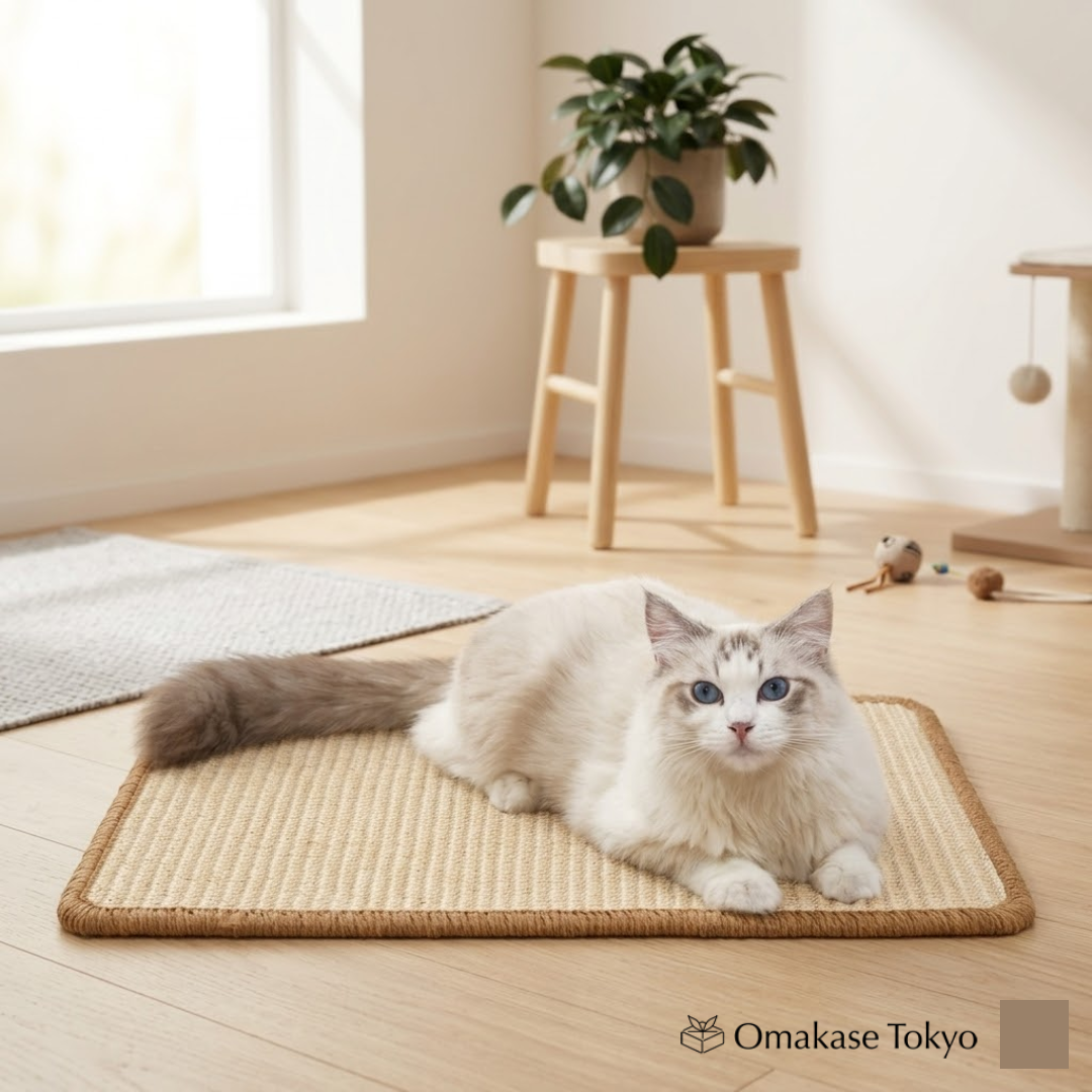 FUKUMARU Cat Scratcher Mat Beige 19.7 x 11.8 in, Natural Sisal