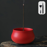 GOKEI Japanese Ceramic Incense Holder Set with Brass Stand