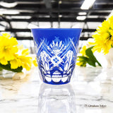 Sumida Edo Kiriko Épée empilée Verre Bleu