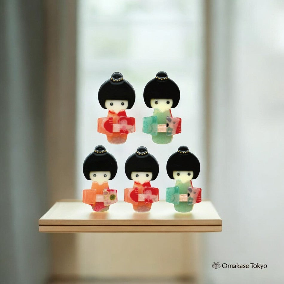 Kokeshi Wooden Doll Magnet 5 Set