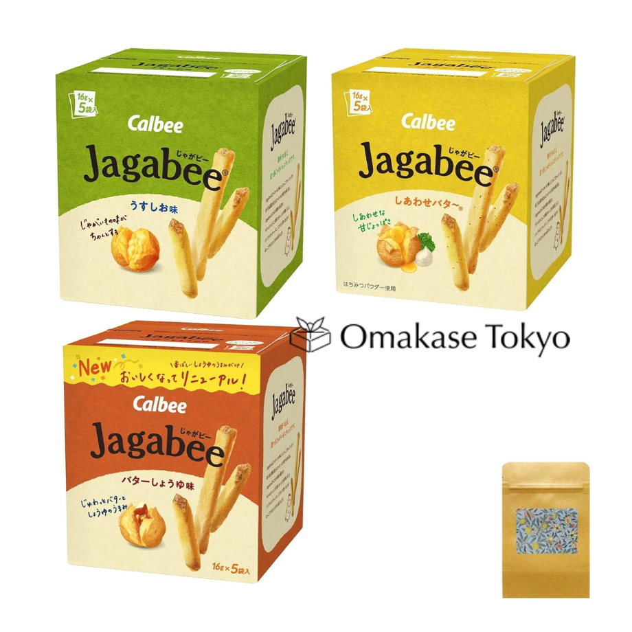 Calbee Jagabee 3 Assortiment (sel léger/beurre heureux/sauce soja au beurre)