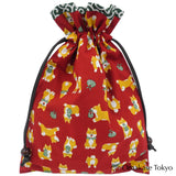 Sac Furoshiki à cordon fait à la main à motif Shiba Inu